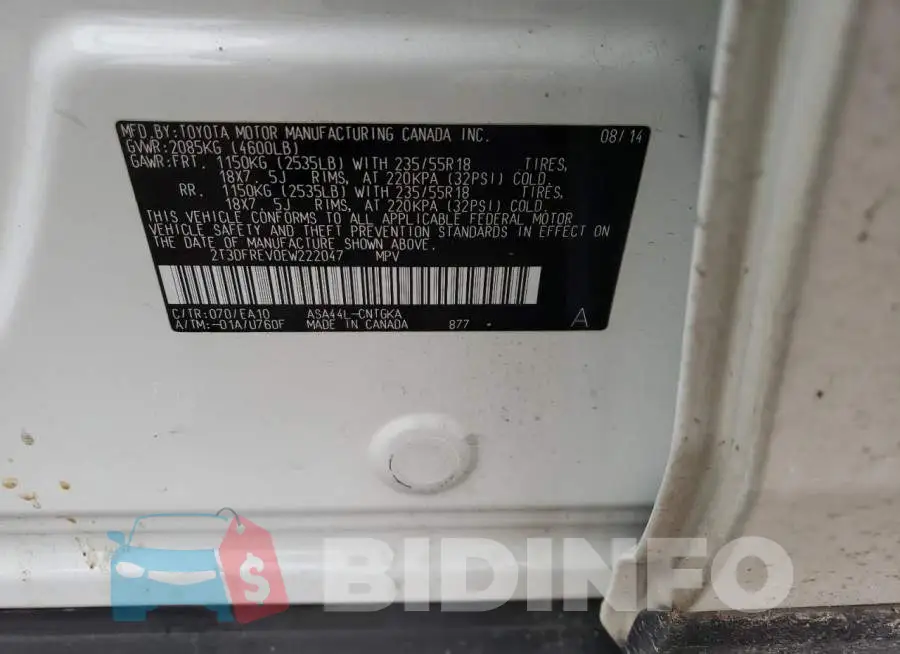 2T3DFREV0EW222047 Photo# 12