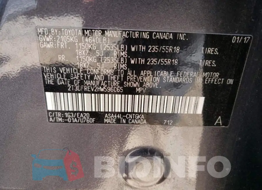 2T3DFREV2HW596065 Photo# 13