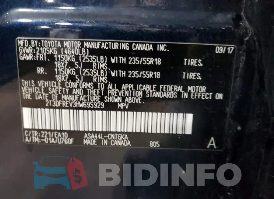 2T3DFREV3HW695929 Photo# 12