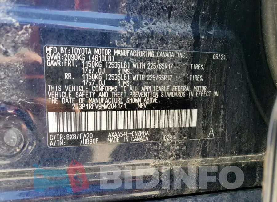 2T3P1RFV9MW204171 Photo# 13