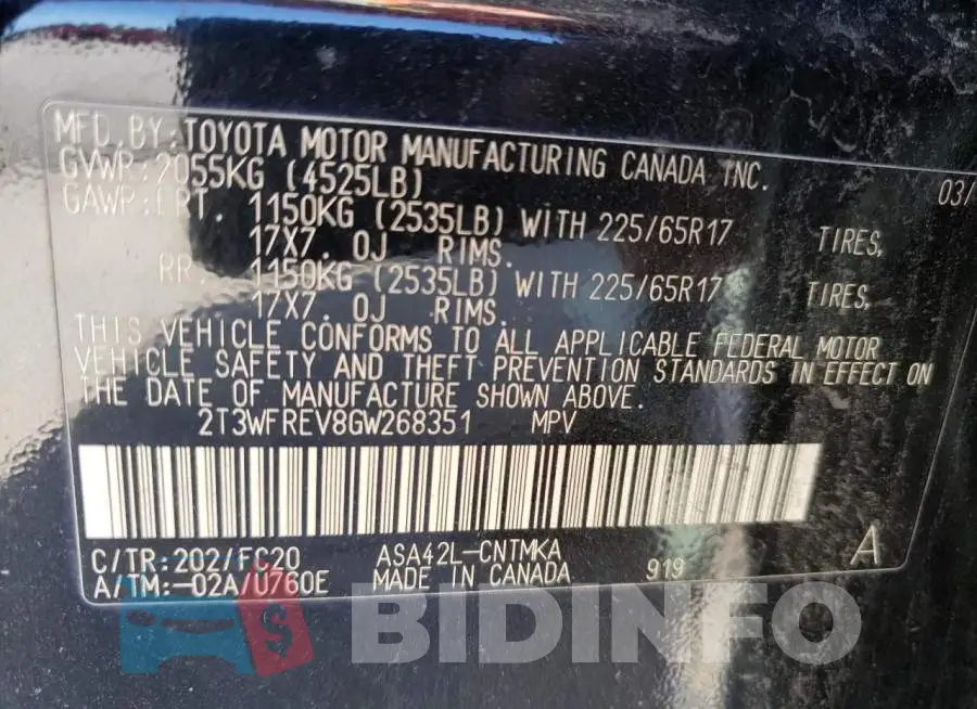 2T3WFREV8GW268351 Photo# 13