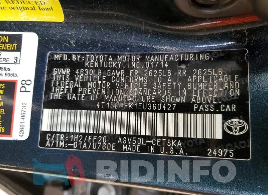 4T1BF1FK1EU360427 Photo# 12