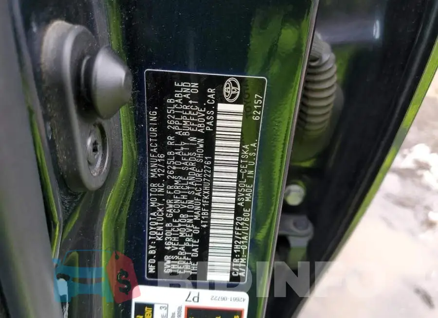 4T1BF1FKXHU722761 Photo# 12
