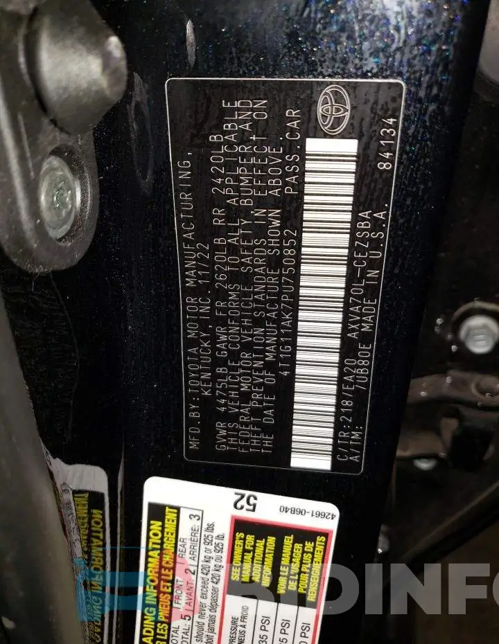 4T1G11AK7PU750852 Photo# 12