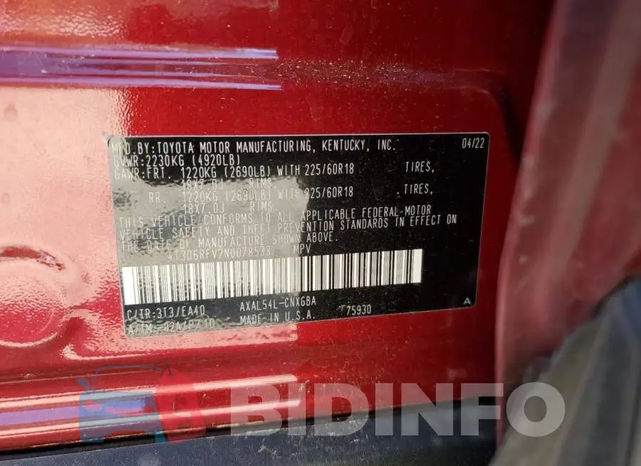 4T3D6RFV2NU078533 Photo# 12