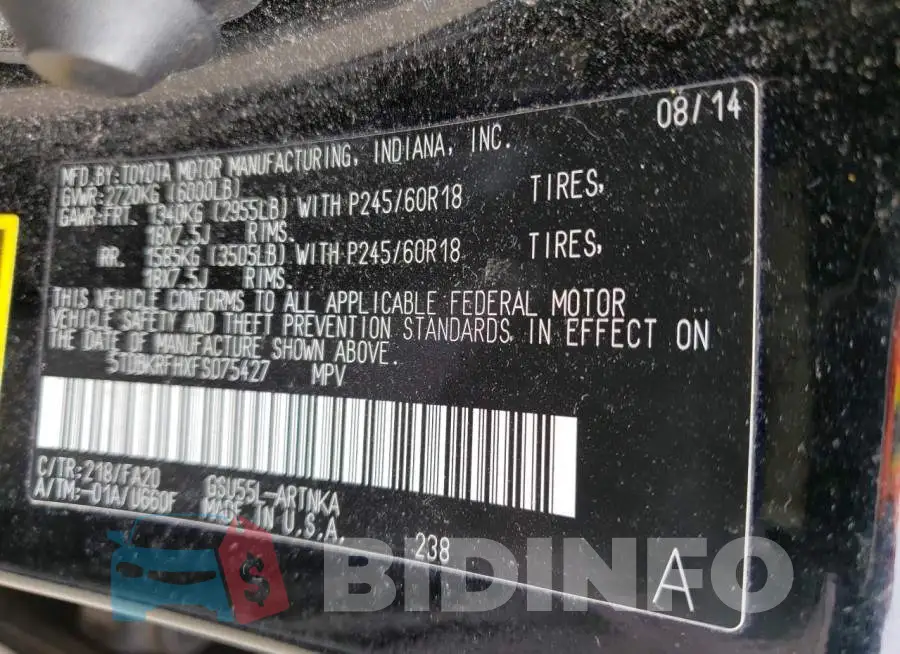 5TDBKRFHXFS075427 Photo# 12