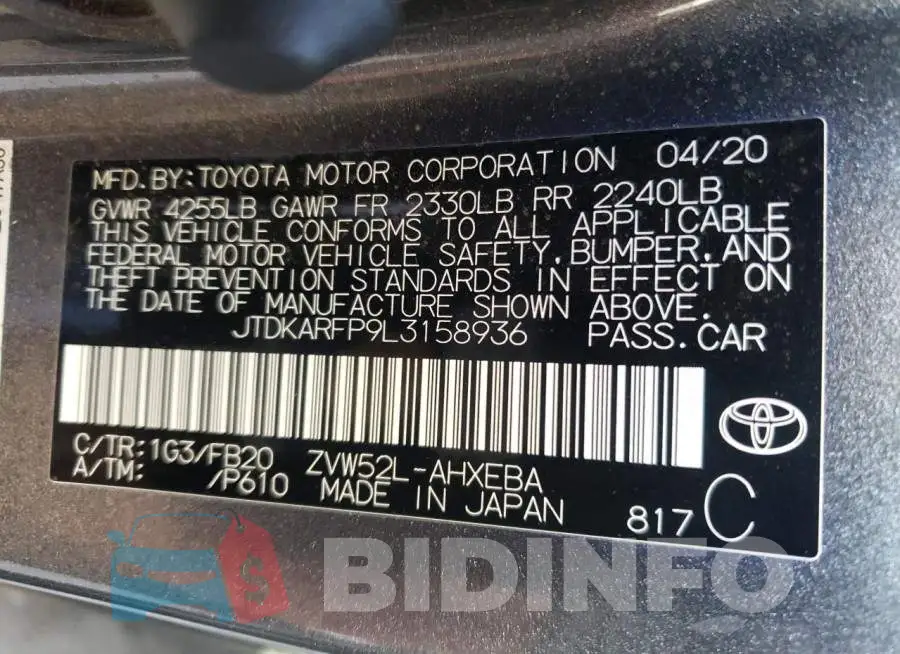 JTDKARFP9L3158936 Photo# 12