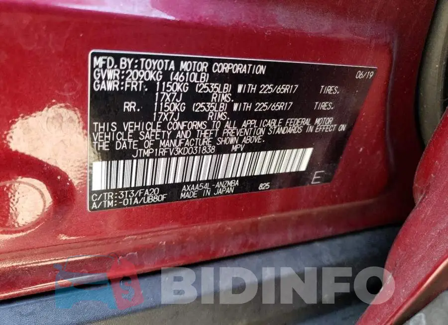 JTMP1RFV3KD031838 Photo# 13
