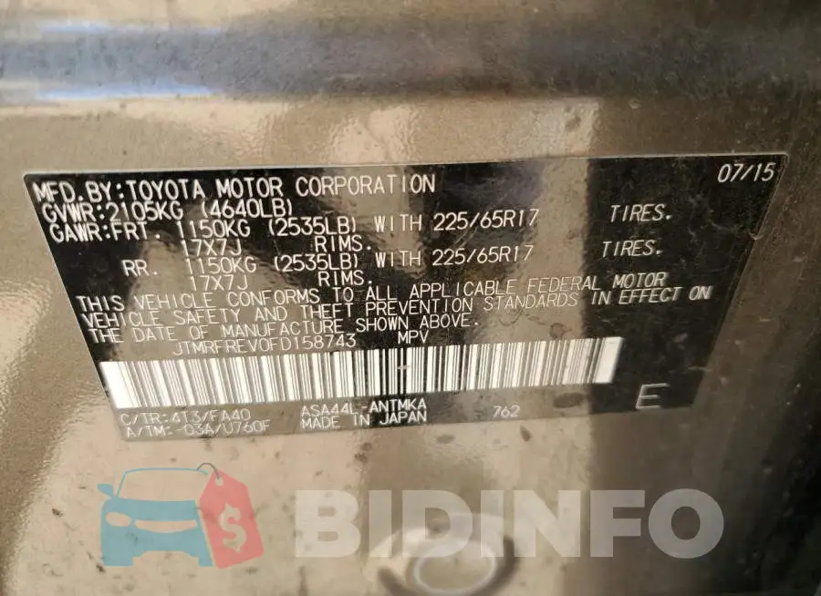 JTMRFREV0FD158743 Photo# 12