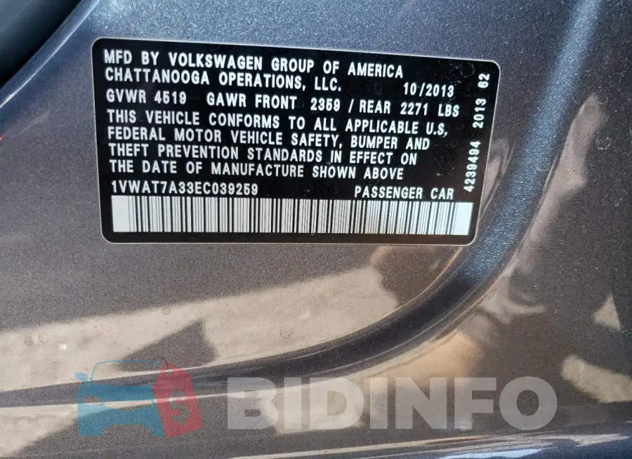 1VWAT7A33EC039259 Photo# 12