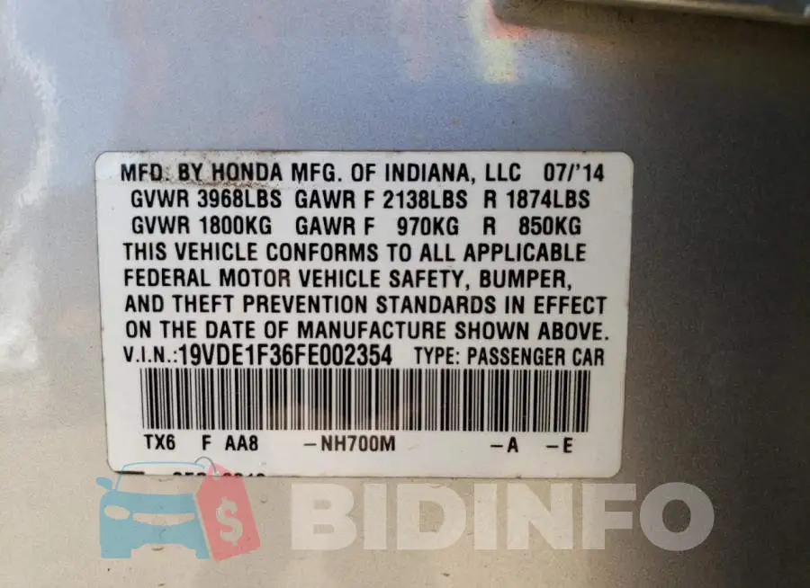 19VDE1F36FE002354 Photo# 12