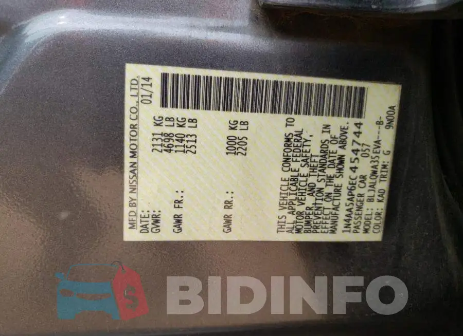 1N4AA5AP6EC454744 Photo# 12