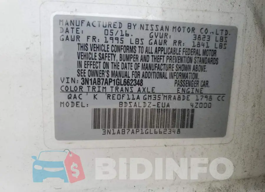 3N1AB7AP1GL662348 Photo# 12