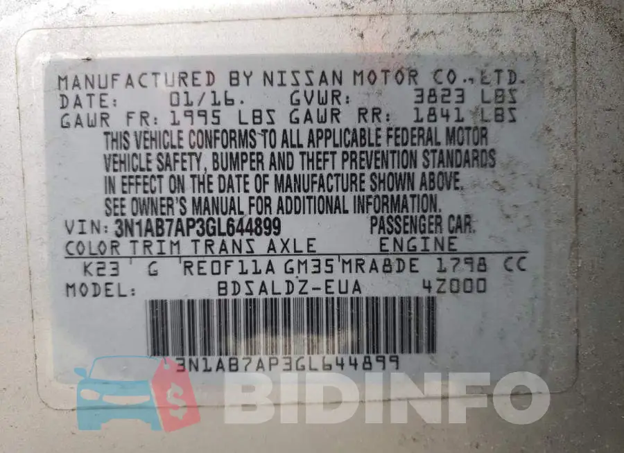 3N1AB7AP3GL644899 Photo# 12