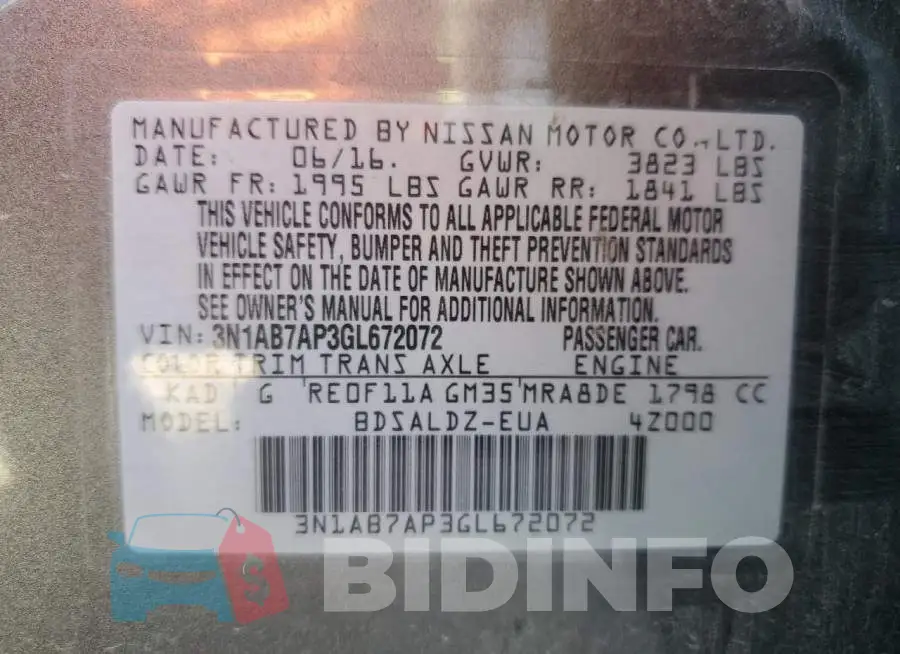 3N1AB7AP3GL672072 Photo# 13