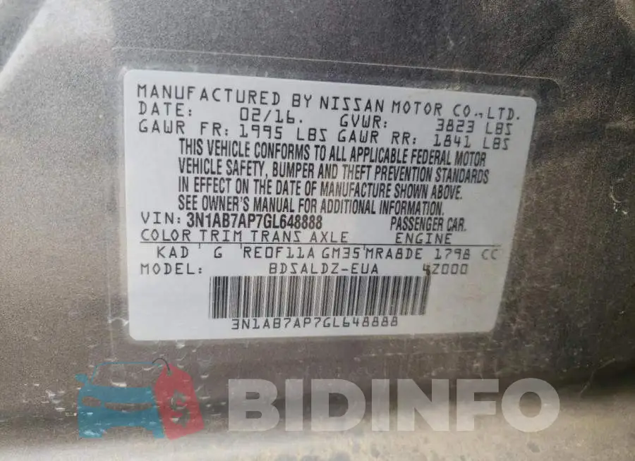 3N1AB7AP7GL648888 Photo# 13