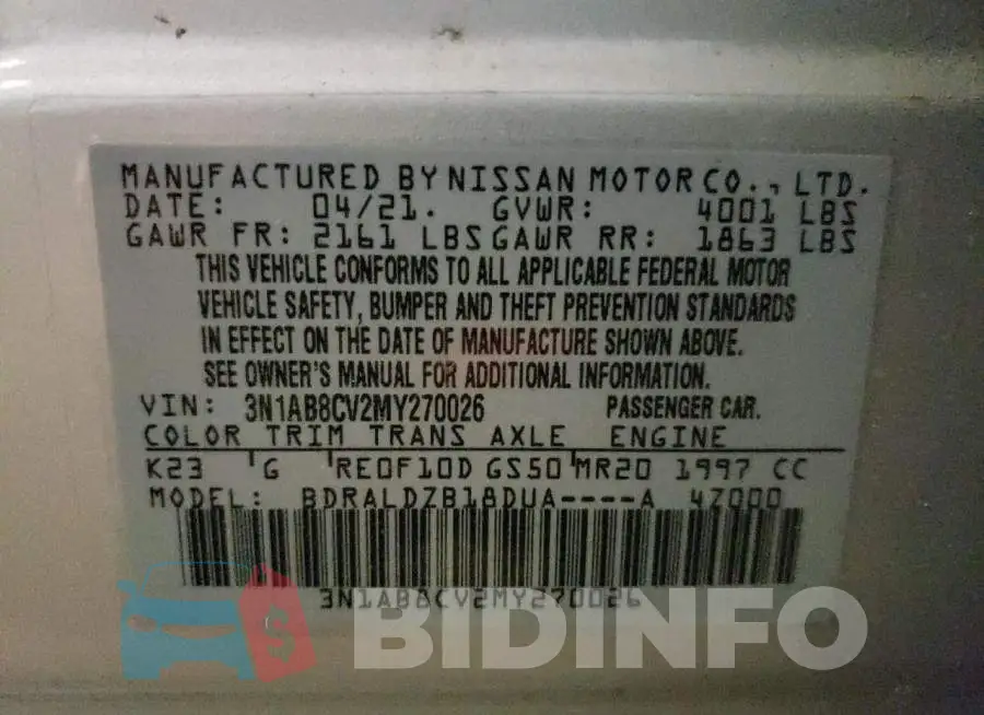 3N1AB8CV2MY270026 Photo# 12