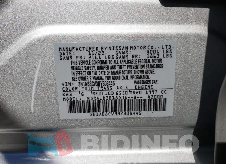 3N1AB8CV3NY308445 Photo# 12