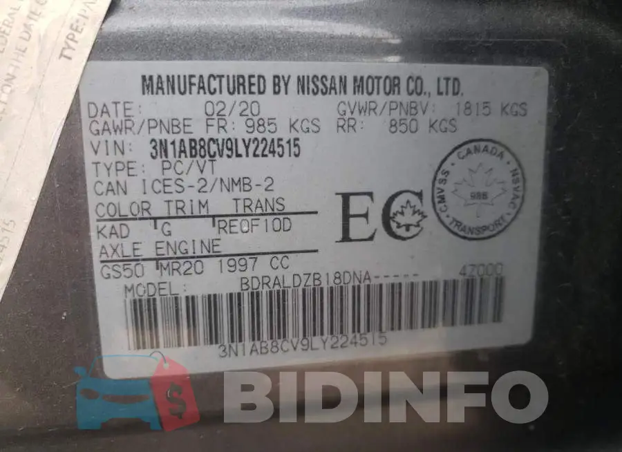 3N1AB8CV9LY224515 Photo# 13