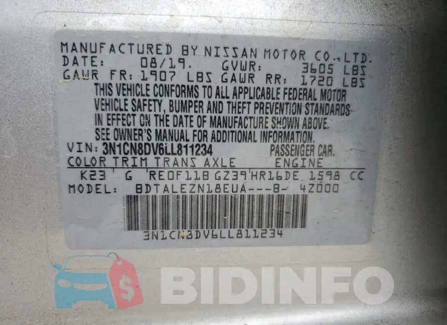 3N1CN8DV6LL811234 Photo# 12