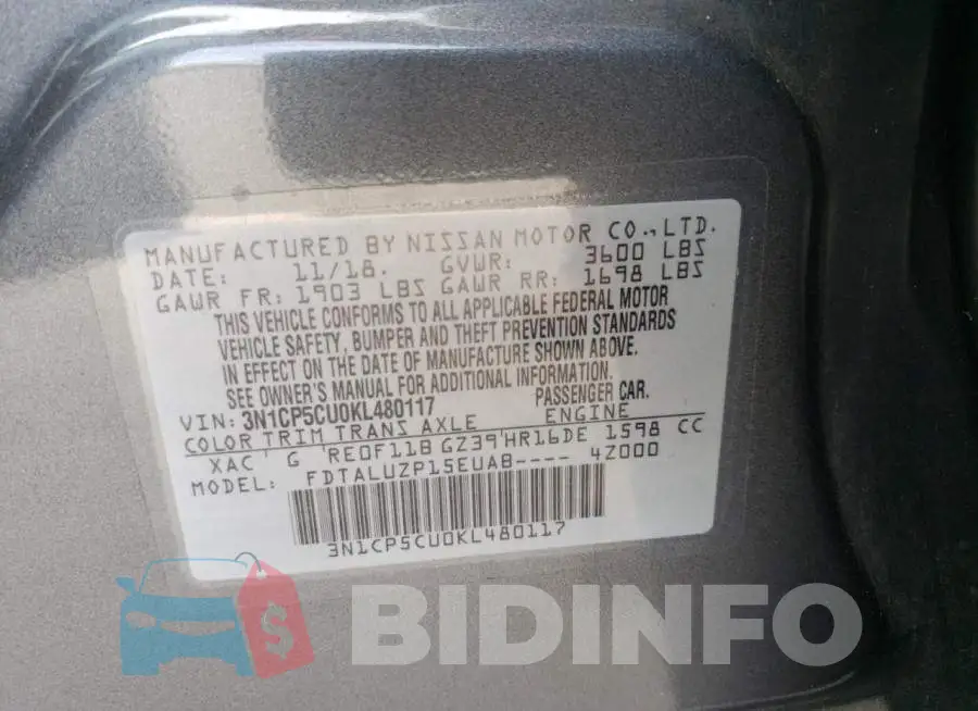 3N1CP5CU0KL480117 Photo# 14