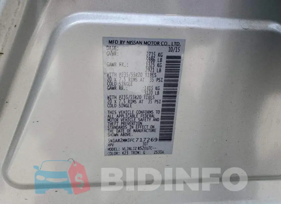 5N1AR2MM3FC717269 Photo# 14