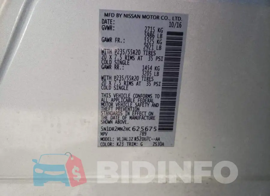 5N1DR2MN2HC625675 Photo# 12