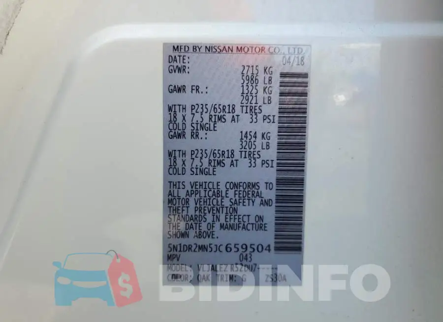5N1DR2MN5JC659504 Photo# 14