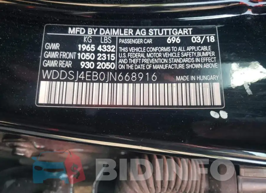 WDDSJ4EB0JN668916 Photo# 12