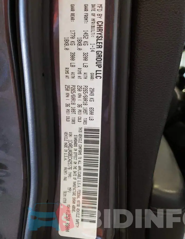 1C4RDJAG8EC425176 Photo# 13