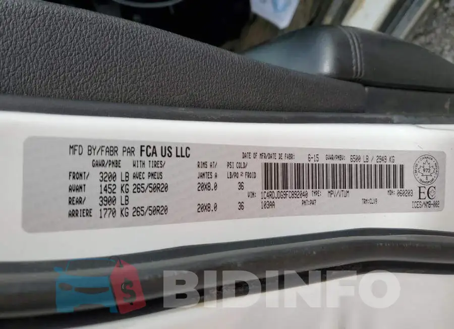 1C4RDJDG9FC892040 Photo# 13