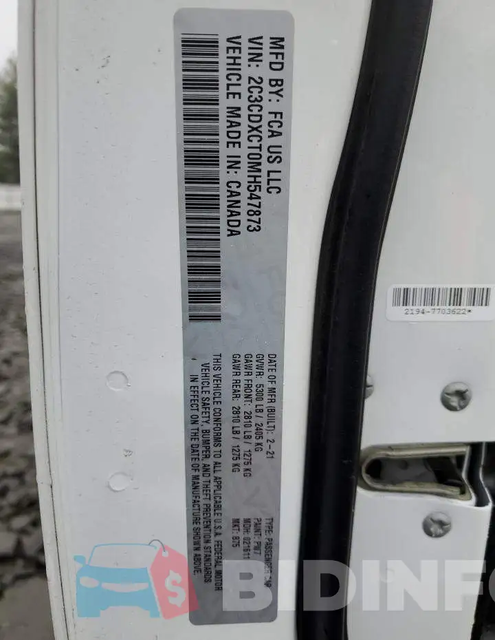2C3CDXCT0MH547873 Photo# 13