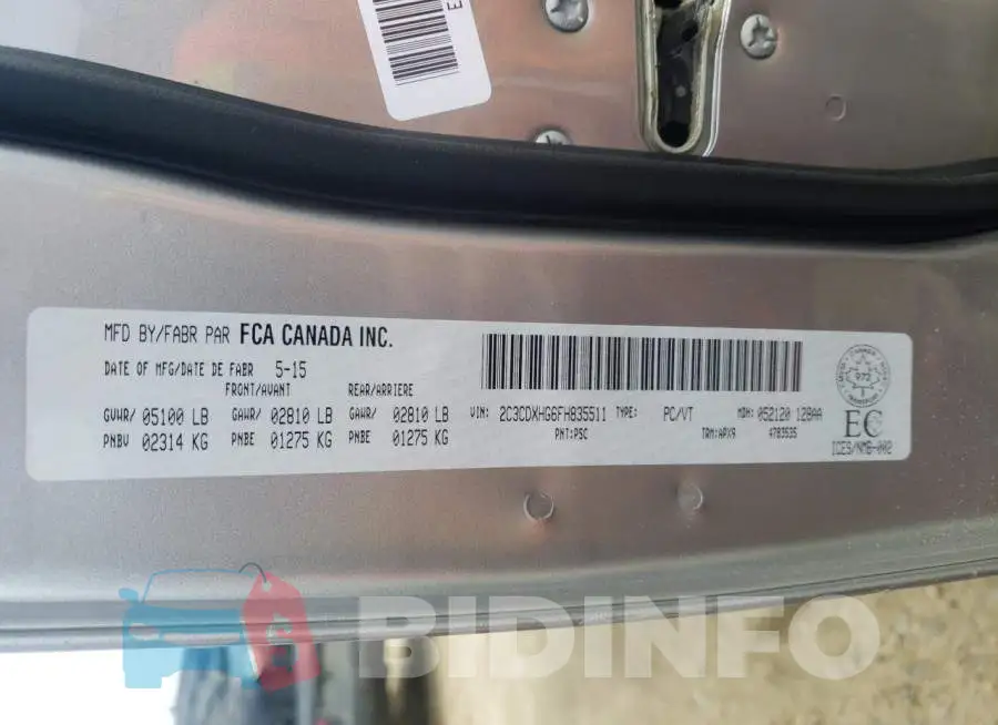2C3CDXHG6FH835511 Photo# 13