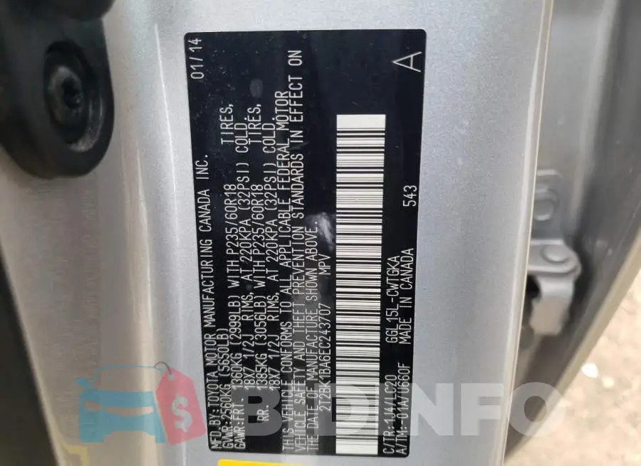 2T2BK1BA6EC243707 Photo# 13