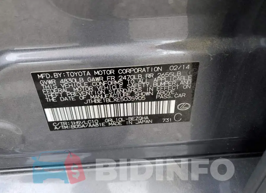 JTHBE1BLXE5035905 Photo# 12