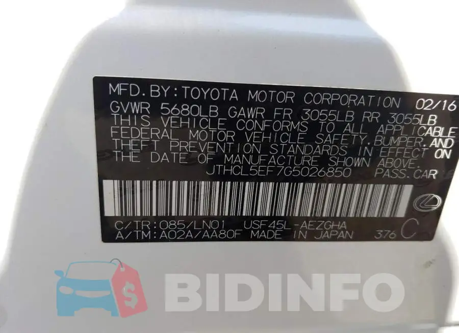JTHCL5EF7G5026850 Photo# 10