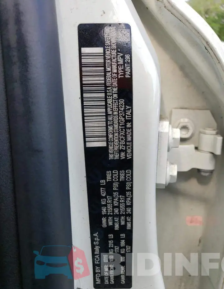 ZFBCFXCT1GP374230 Photo# 12