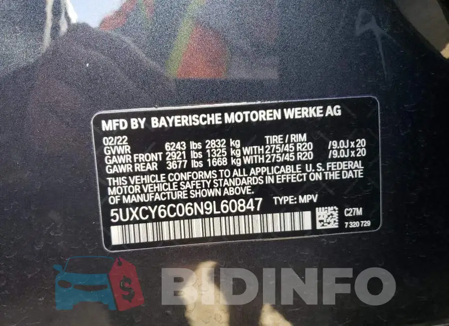 5UXCY6C06N9L60847 Photo# 13