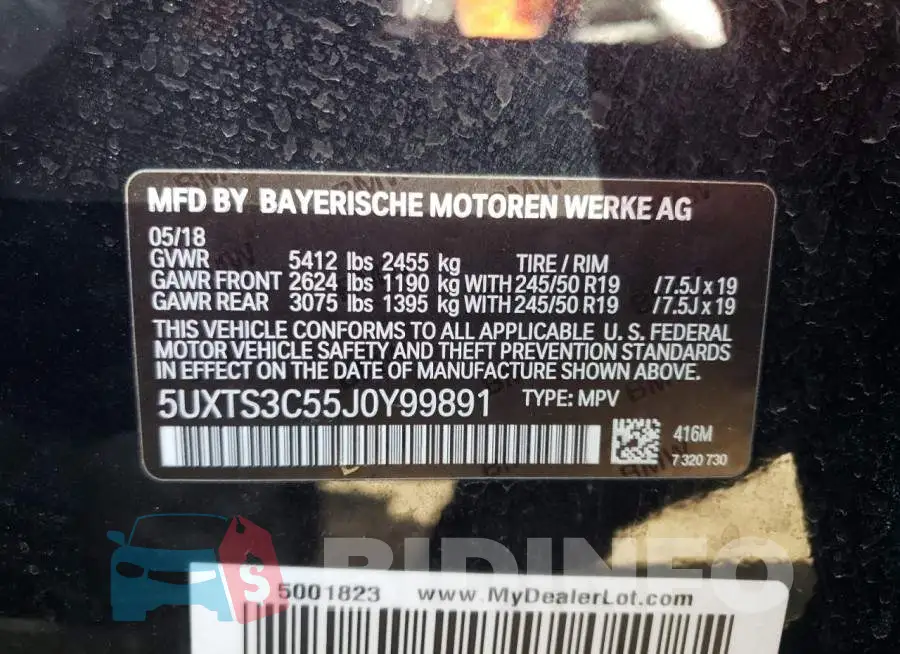 5UXTS3C55J0Y99891 Photo# 12