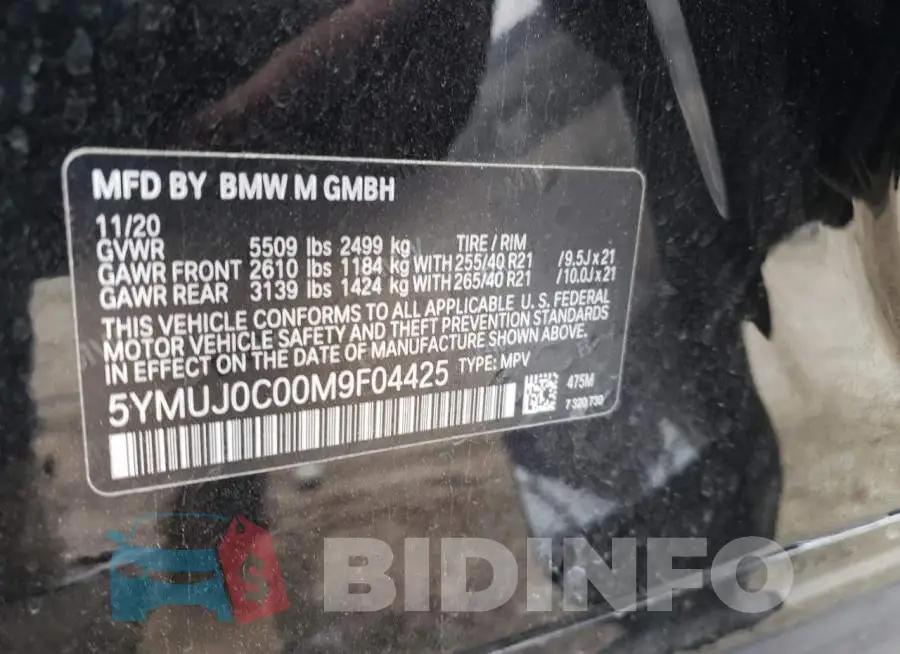 5YMUJ0C00M9F04425 Photo# 14