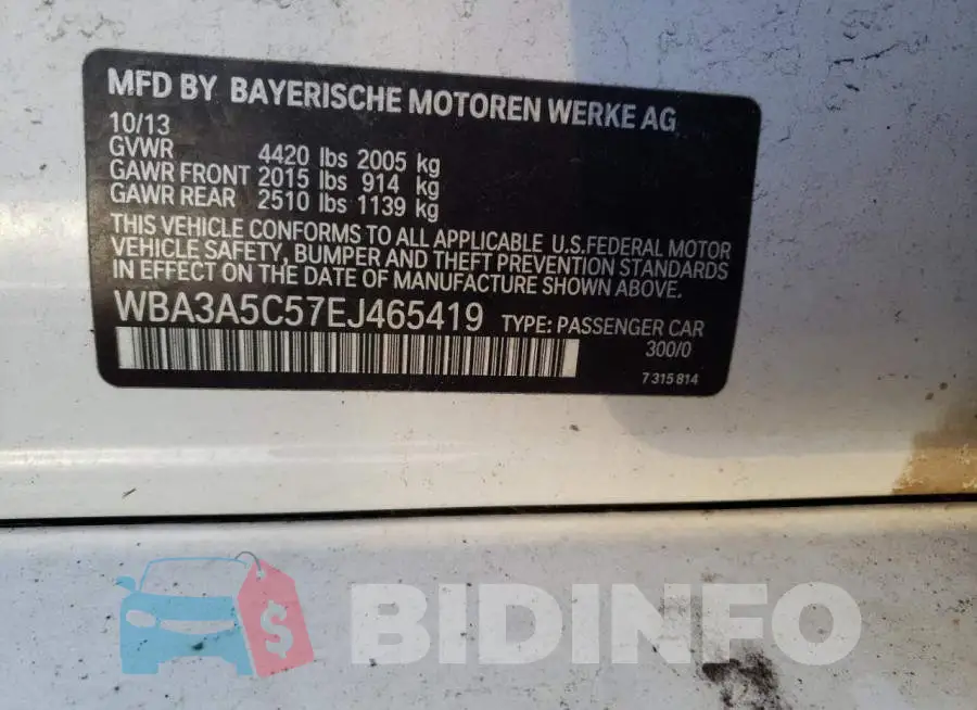WBA3A5C57EJ465419 Photo# 12