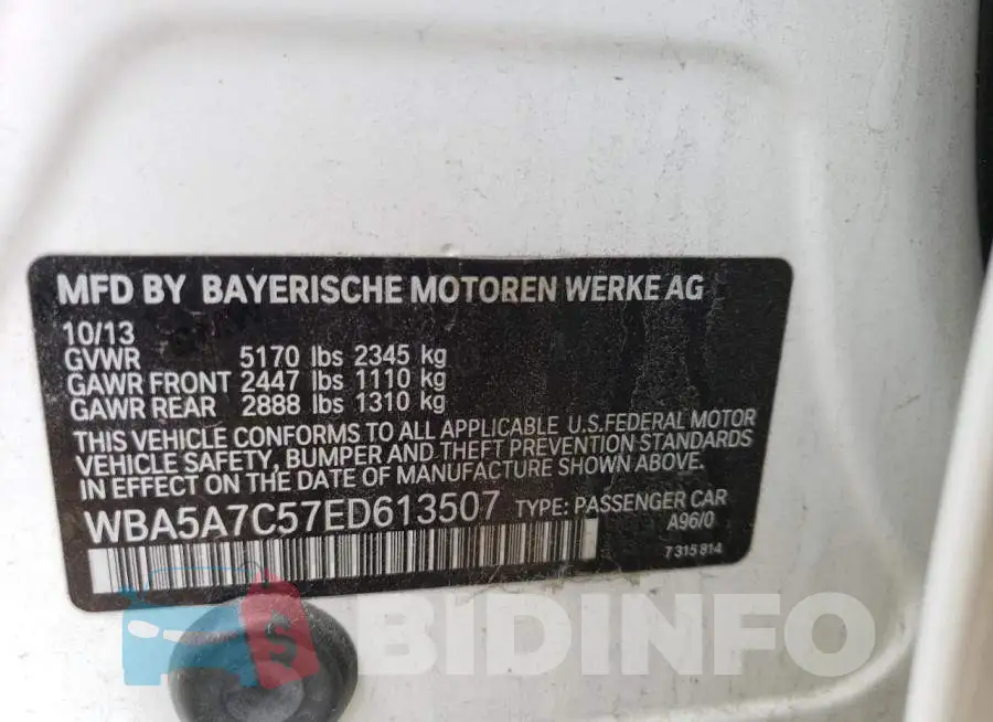 WBA5A7C57ED613507 Photo# 13