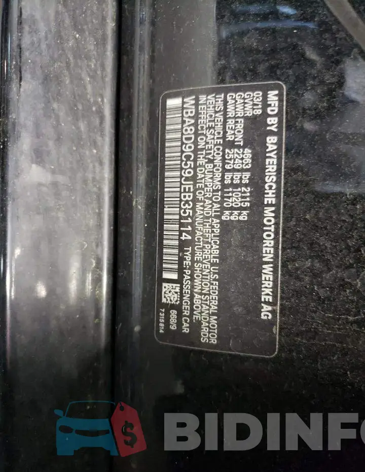 WBA8D9C59JEB35114 Photo# 12