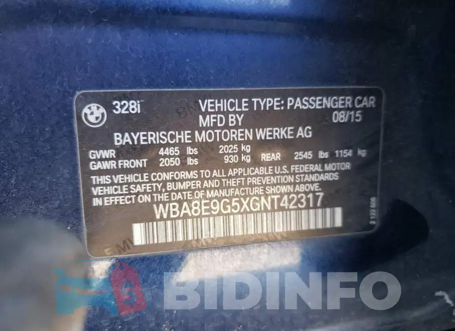 WBA8E9G5XGNT42317 Photo# 12