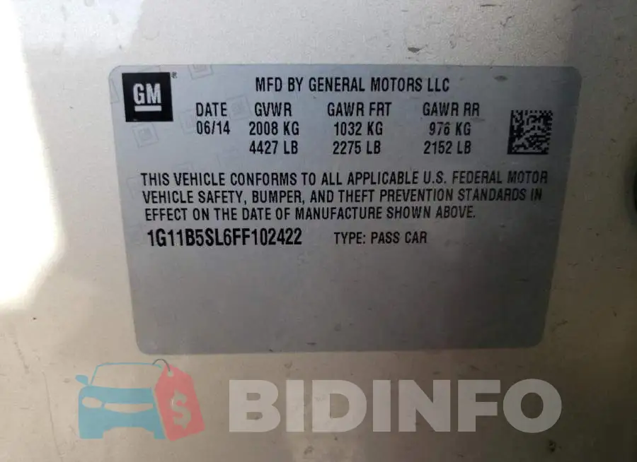 1G11B5SL6FF102422 Photo# 12