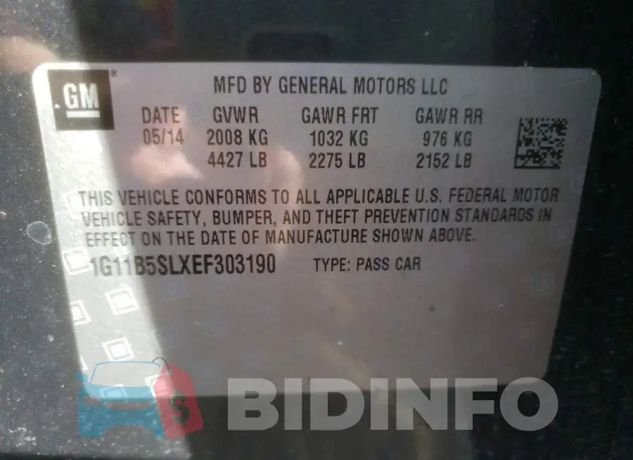 1G11B5SLXEF303190 Photo# 12