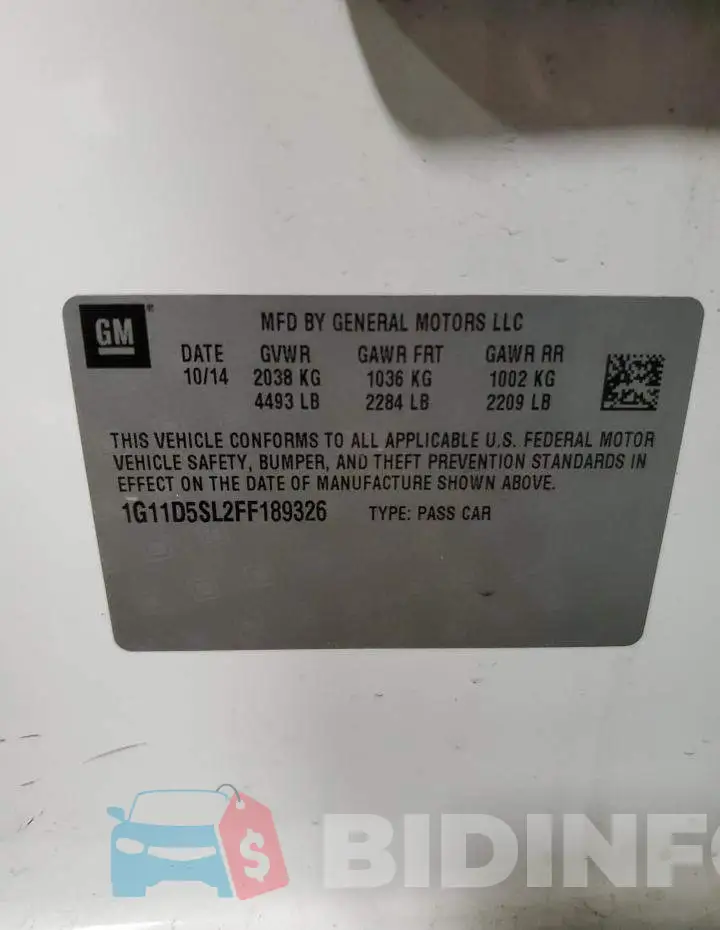 1G11D5SL2FF189326 Photo# 13