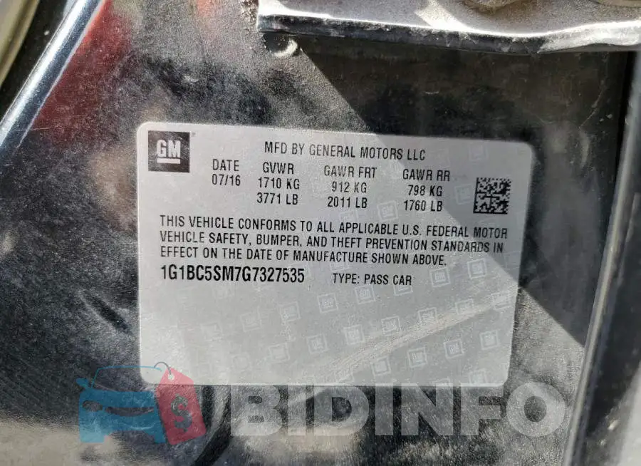 1G1BC5SM7G7327535 Photo# 12