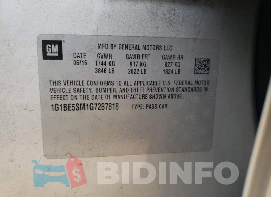 1G1BE5SM1G7287818 Photo# 12
