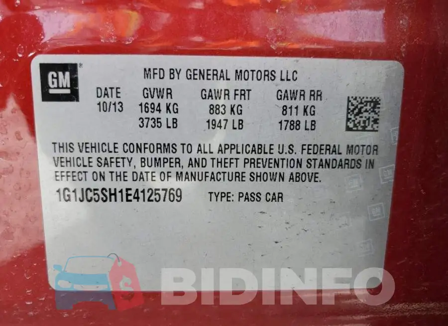 1G1JC5SH1E4125769 Photo# 12